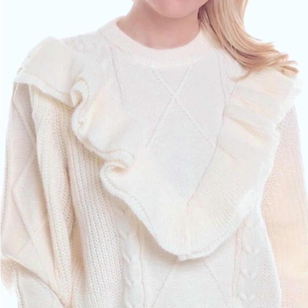 Knit/ruffle sweater - ivory: NWT Sz. M by 70/21